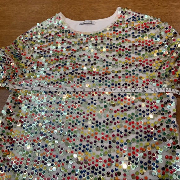 Zara sparkly rainbow sequin t-shirt - Picture 3 of 5